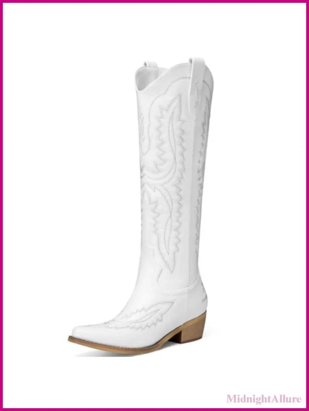 Womens Knee High Cowboy Boots Pointed Toe Wide Calf